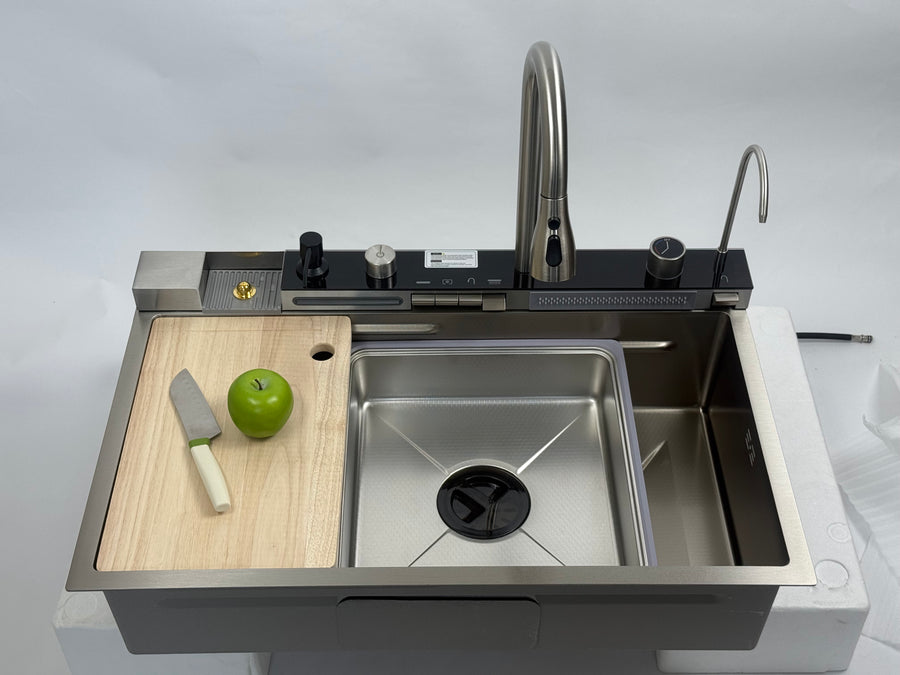 Double Waterfall Sink with 4-Way Faucet System