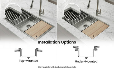 Silver Textured Stainless Steel Sink 35 inch undermount