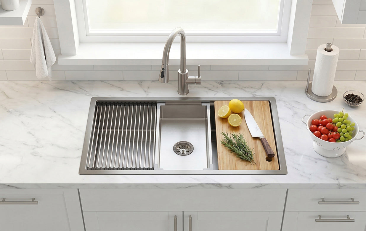 Silver Textured Stainless Steel Sink for modern kitchens