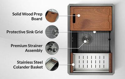 Beveled Corner Workstation Sink installed in countertop
