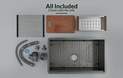 Beveled Corner Workstation Sink with workstation accessories