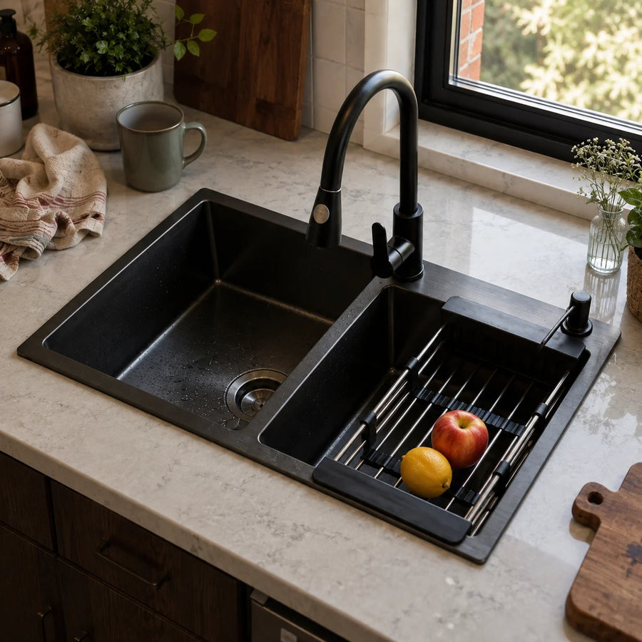 Black Double Bowl Kitchen Sink