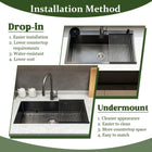 Black Kitchen Sink with Faucet, Cup Rinser & Soap Dispenser - Modura Sinks