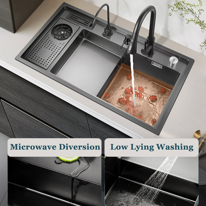 Black Stepped Sink, Kitchen - Modura Sinks