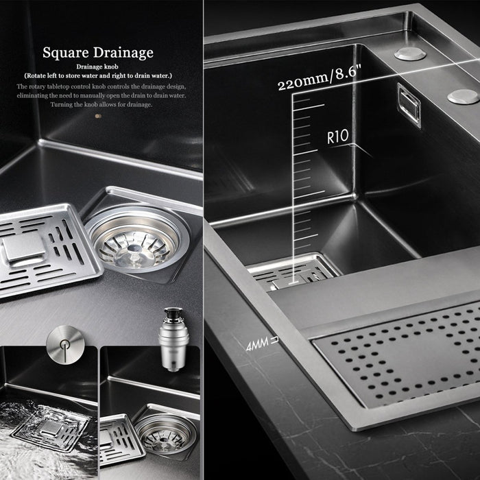 Black Stepped Sink, Kitchen - Modura Sinks