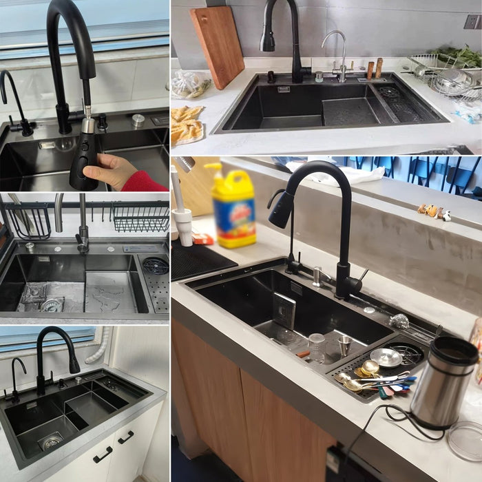 Black Stepped Sink, Kitchen - Modura Sinks