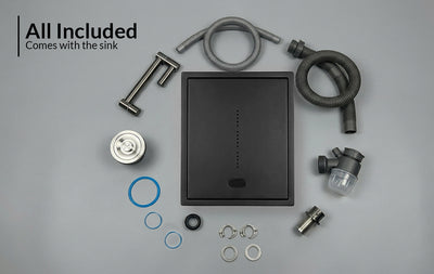 Compact black sink with cover plate