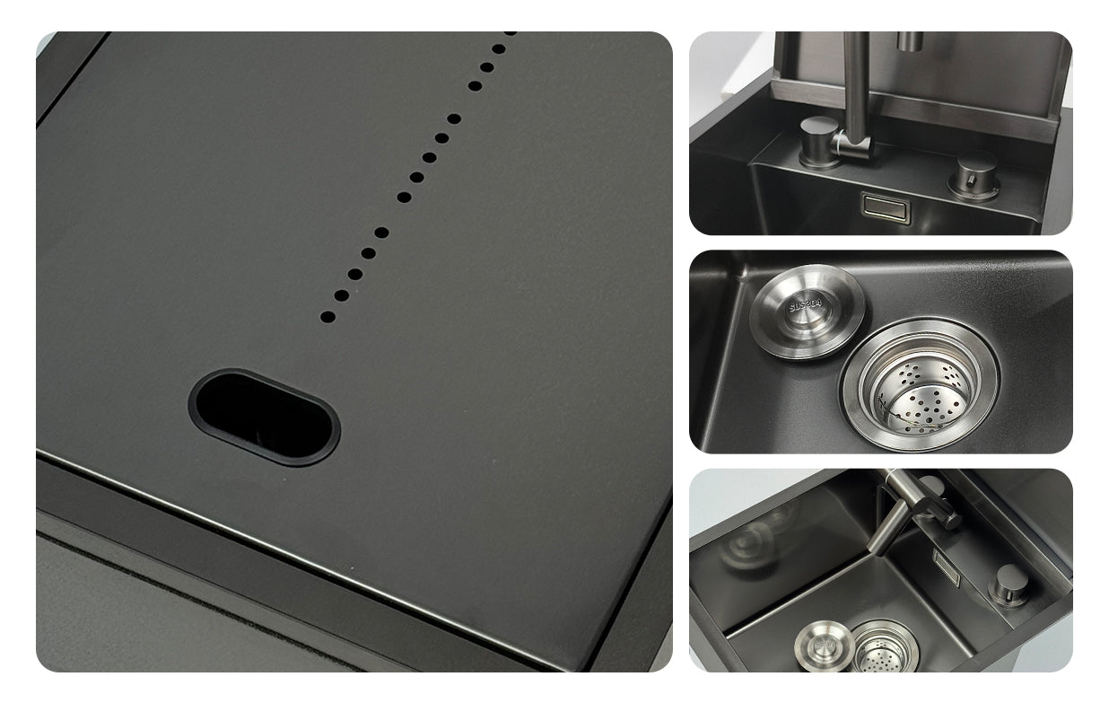 Black cover plate sink for RV or small kitchen