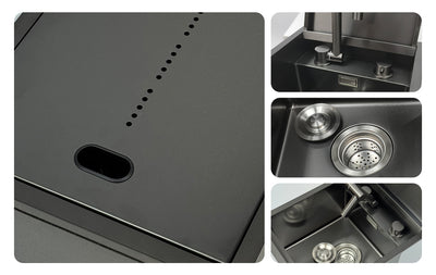 Black cover plate sink for RV or small kitchen