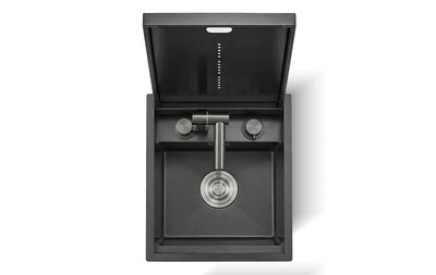 Cover Plate Sink with Folding Faucet featuring a modern design and convenient foldable faucet.