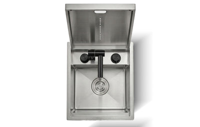 Silver 17.7 inch sink with foldable faucet