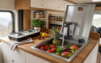Modern silver compact kitchen sink