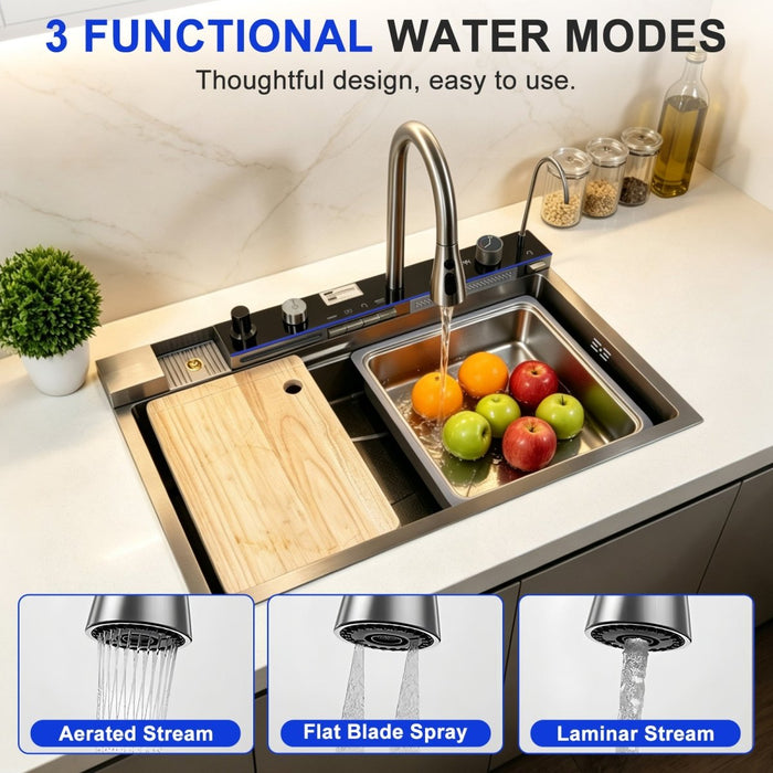 Double Waterfall Sink with 4-Way Faucet System - Modura Sinks