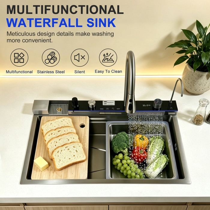 Double Waterfall Sink with 4-Way Faucet System - Modura Sinks