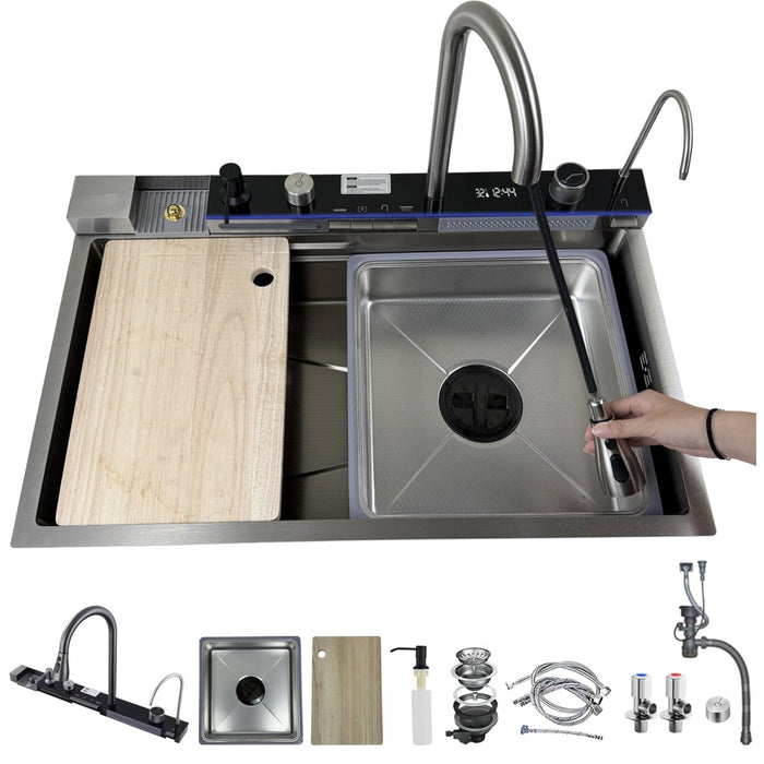 Double Waterfall Sink with 4-Way Faucet System - Modura Sinks