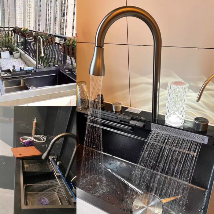 Double Waterfall Sink with 4-Way Faucet System - Modura Sinks