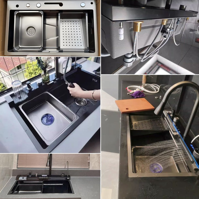 Double Waterfall Sink with 4-Way Faucet System - Modura Sinks