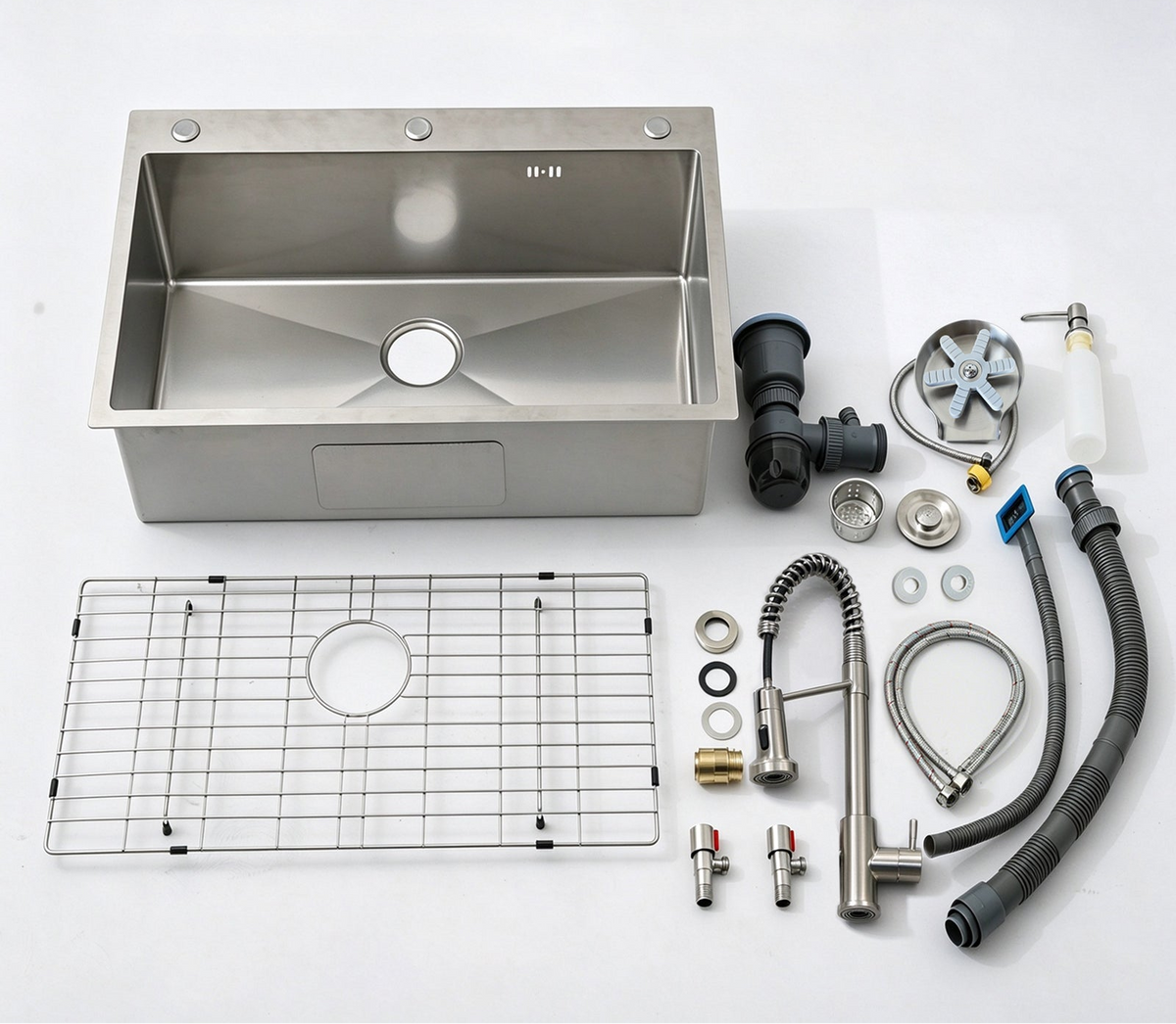 Kitchen Sink with Faucet & Glass Rinser