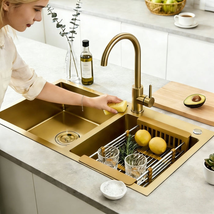 Gold Double Bowl Sink - Modura Sinks