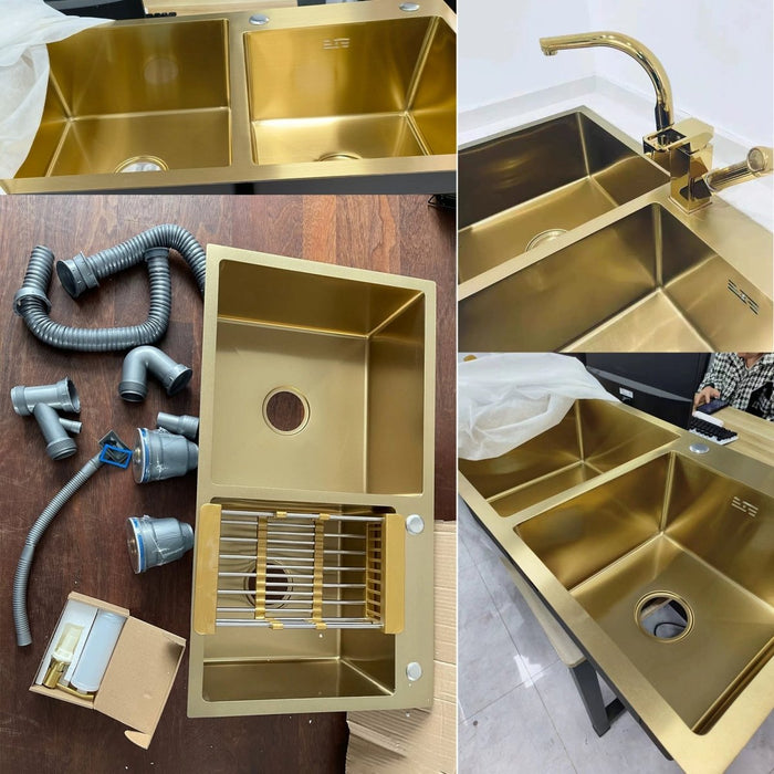 Gold Double Bowl Sink - Modura Sinks