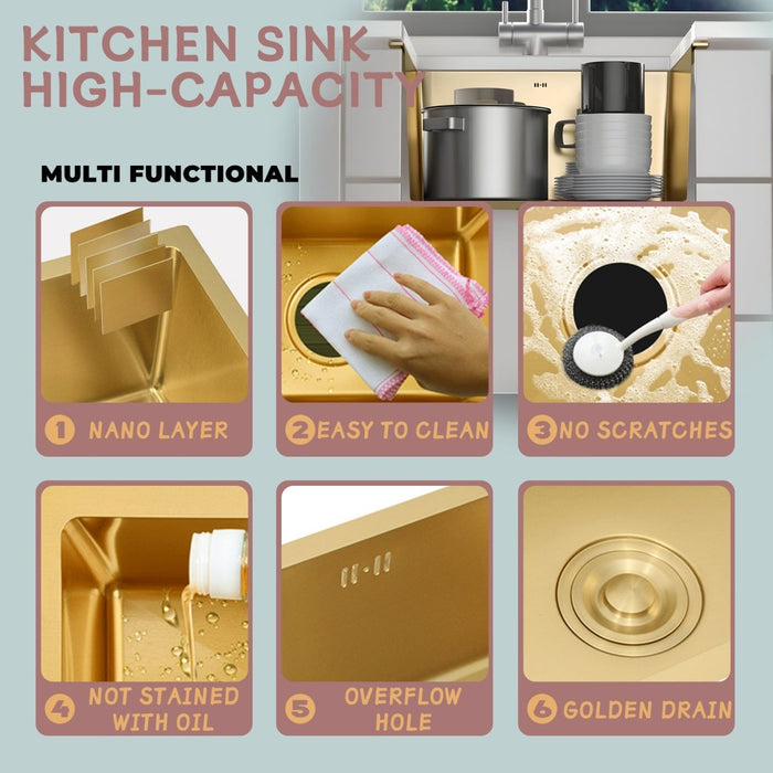 Gold Rectangular Kitchen Sink - Modura Sinks