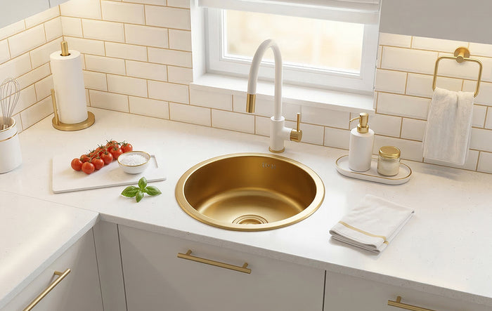 Gold Bar Sink round 16 inch undermount