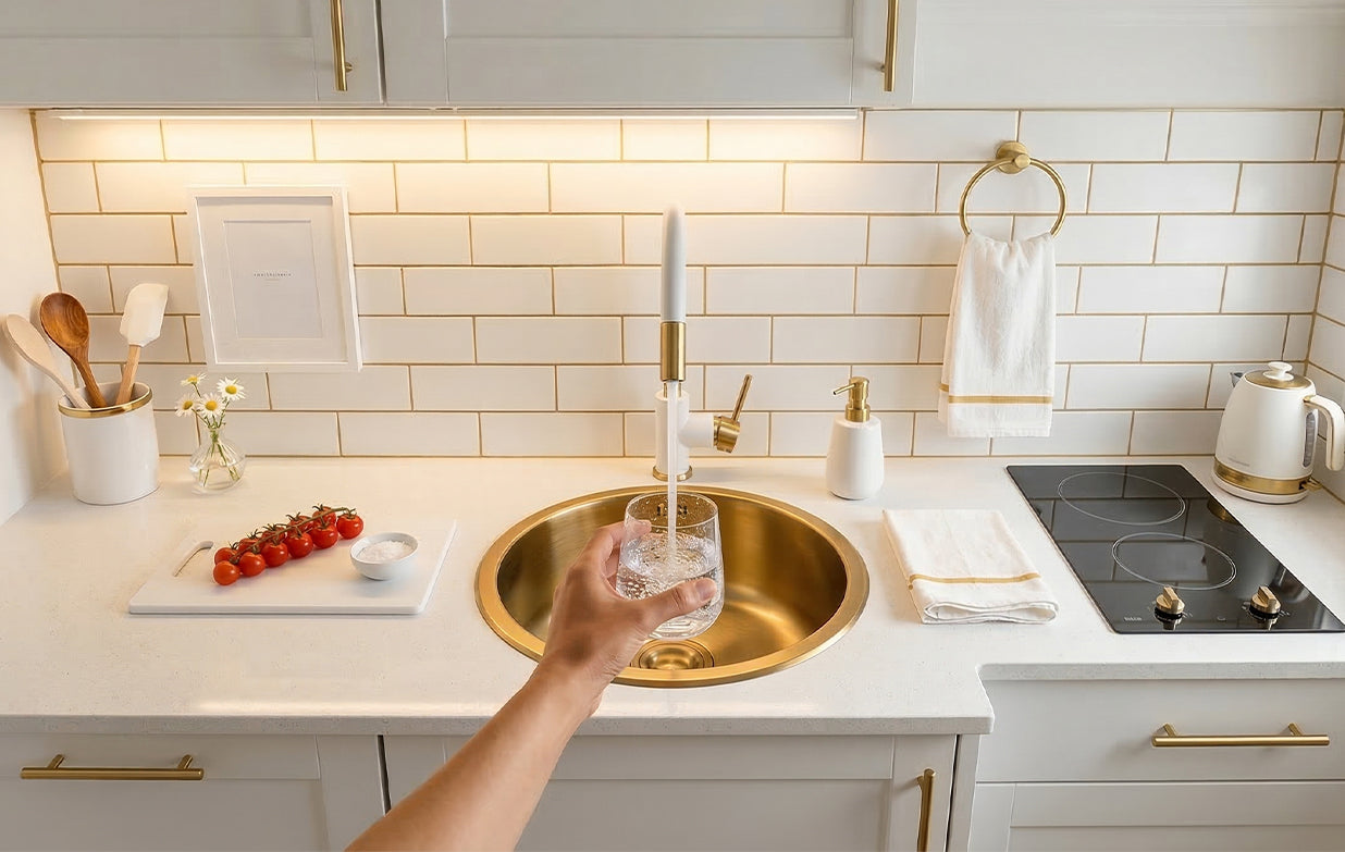 Gold Bar Sink for luxury kitchen interiors