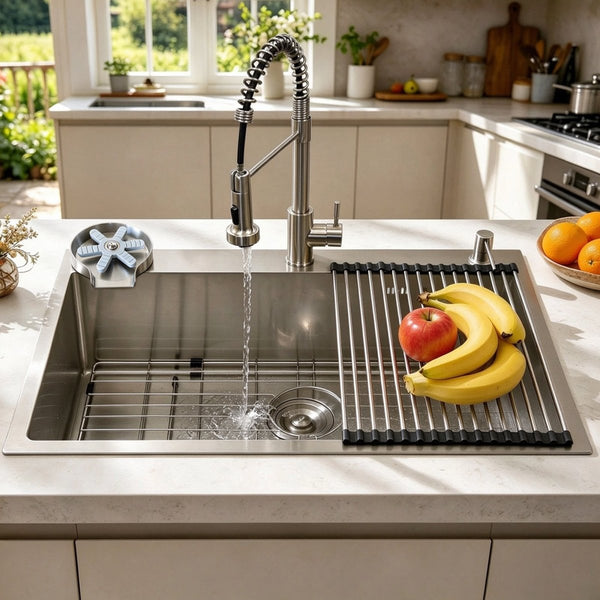 Kitchen Sink with Faucet & Glass Rinser