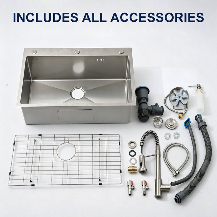 Kitchen Sink with Faucet & Glass Rinser - Modura Sinks