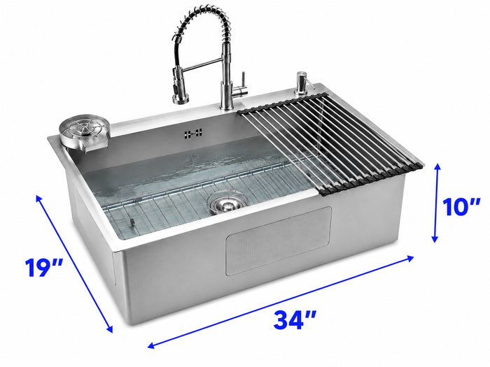 Kitchen Sink with Faucet and Glass Rinser - Modura Sinks