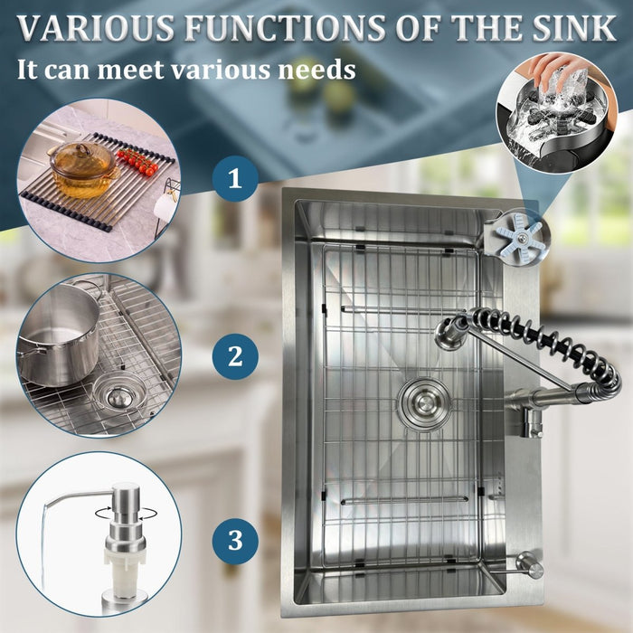 Kitchen Sink with Faucet & Glass Rinser - Modura Sinks