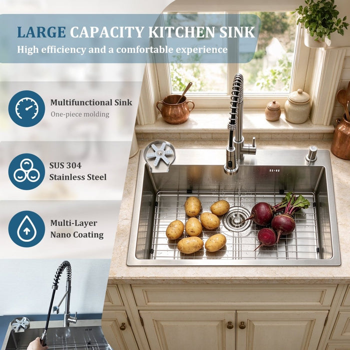 Kitchen Sink with Faucet & Glass Rinser - Modura Sinks