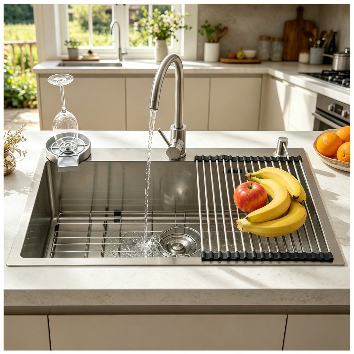 Kitchen Sink with Faucet & Glass Rinser - Modura Sinks