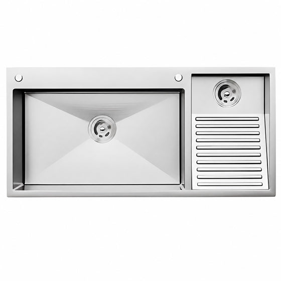 Washboard Laundry Utility Sink with Built-In Drainboard