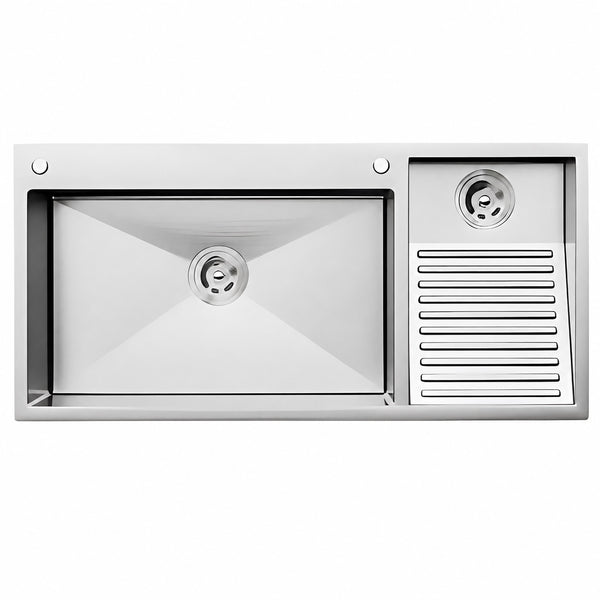 Washboard Laundry Utility Sink with Built-In Drainboard