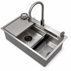 Silver Waterfall Workstation Sink - Modura Sinks