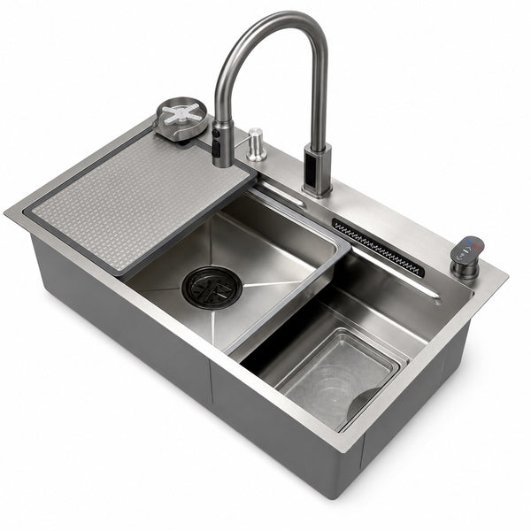 Silver Waterfall Workstation Sink