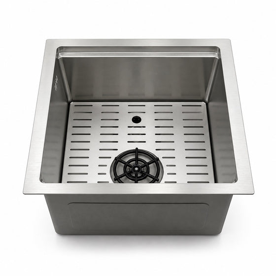 Silver Square Sink with Cup Rinser