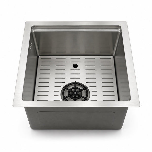 Silver Square Sink with Cup Rinser