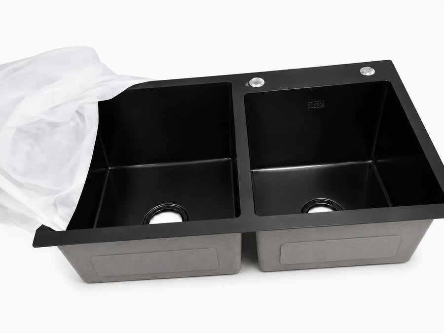 Black Double Bowl Kitchen Sink