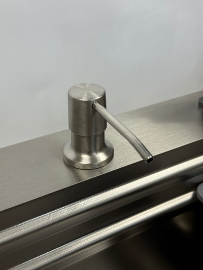 Built-In Soap Dispenser Pump beside kitchen faucet