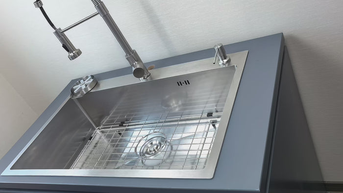 Kitchen Sink with Faucet & Glass Rinser