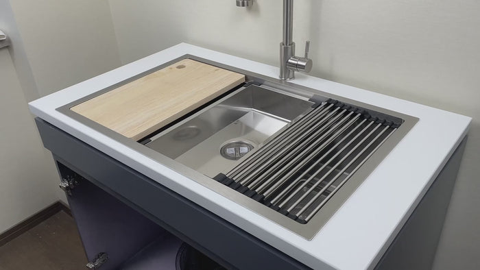 Kitchen Sink, Textured Stainless Steel – Colander & Rack Included