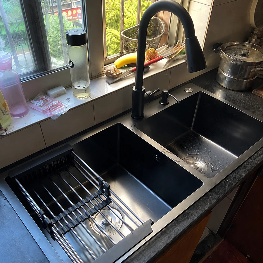 Black Double Bowl Kitchen Sink