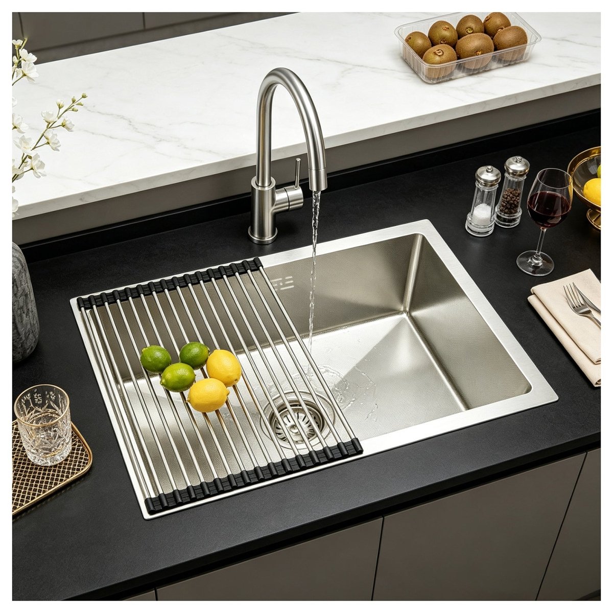 Rectangular Kitchen Sink 22 inch Silver - Modura Sinks