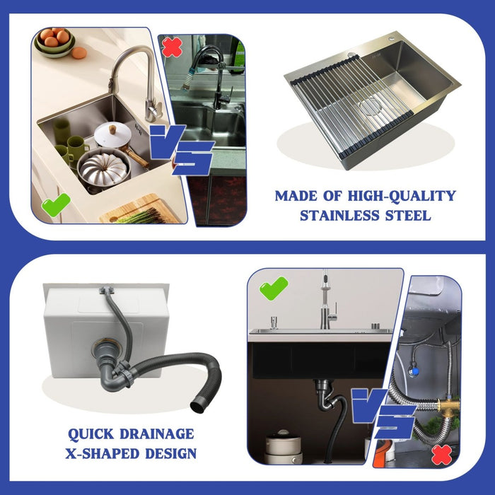 Silver Sink With Drying Rack - Modura Sinks