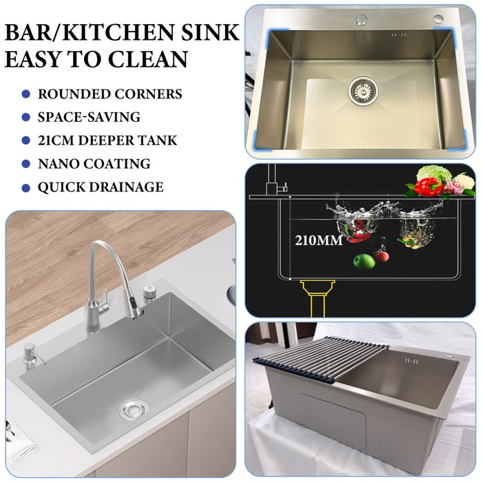 Silver Sink With Drying Rack - Modura Sinks