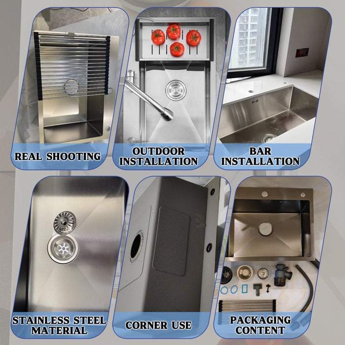 Silver Sink With Drying Rack - Modura Sinks