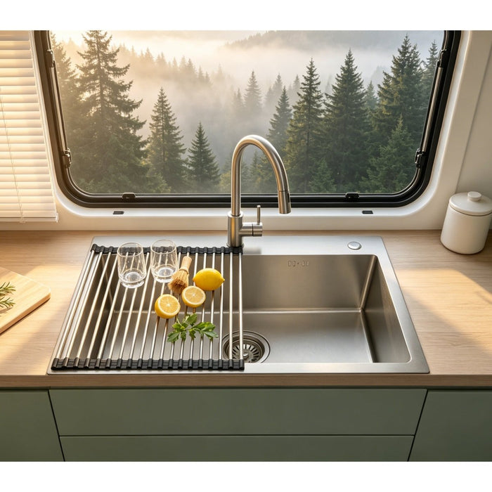 Silver Sink With Drying Rack - Modura Sinks