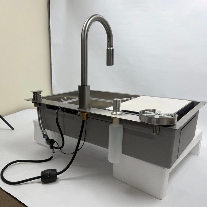 Silver Waterfall Workstation Sink - Modura Sinks